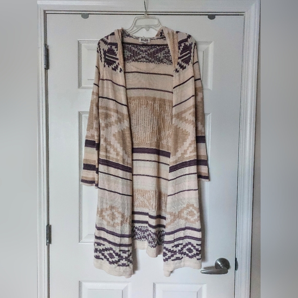 Long Tribal Hooded Cardigan - Picture 2 of 3